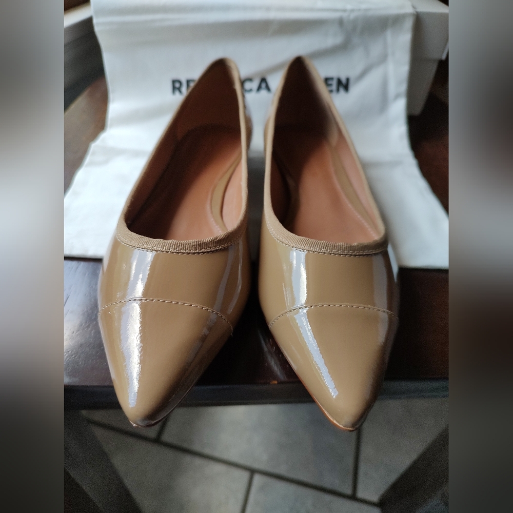 Rebecca Allen "The Skim" Women's Tan Caramel Nude 1 Patent Leather Flats Size 7 - Picture 3 of 9